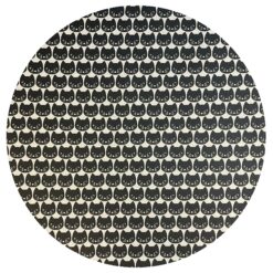 Svarta Katt Rund Textilvaxduk 140cm bred med bomulls kantband