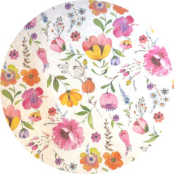 Textilvaxduk Sommar tulpan rund  140cm bred med bomulls kantband